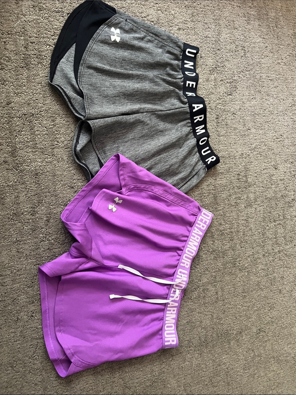 Under Armour Women's Gray & Purple Athletic Shorts Duo